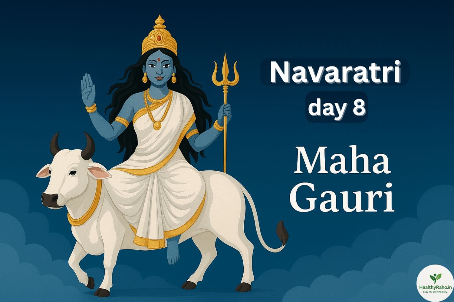 ✨ नवरात्रि आठवां दिन – माँ महागौरी की पूजा विधि, कथा और चमत्कारी लाभ नवरात्रि आठवां दिन – माँ महागौरी की पूजा